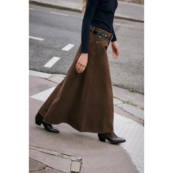 ZARA Z1975 DENIM MIDI TIERED SKIRT - Picture 5 of 8